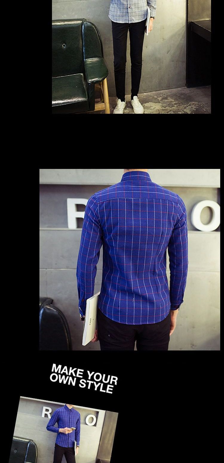 YMV dài tay thời trang giản dị hot-free slim youth size áo sơ mi kẻ sọc xuân hè thu rách kẻ sọc sơ mi họa tiết