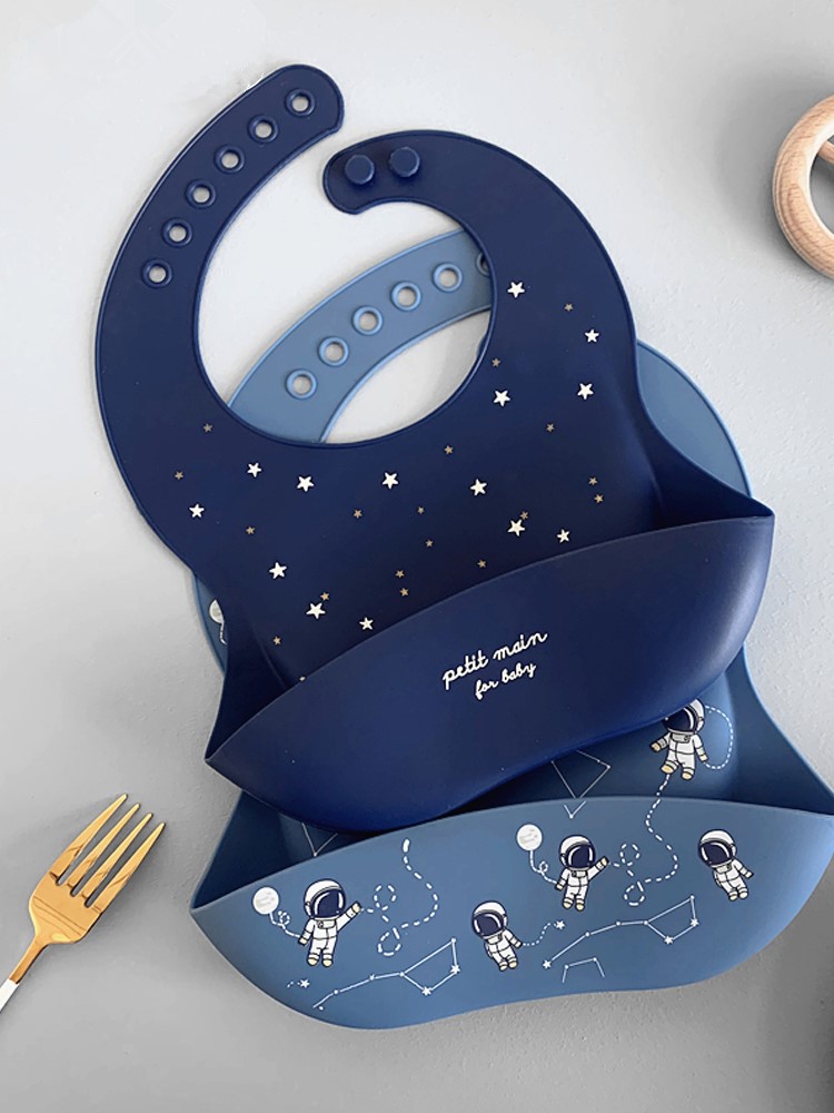Small stars Cubic baby eating surrounding pocket Soft Silicone children Waterproof Purse-free sidefood Eating Containment Pocket