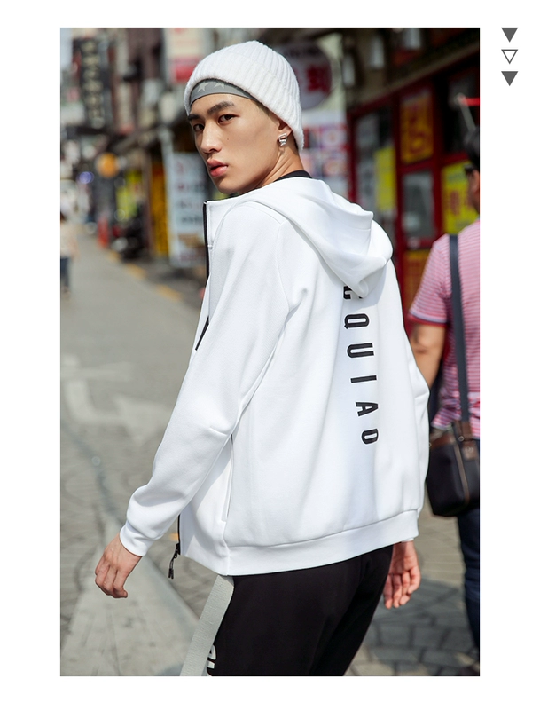 Bộ đồ thể thao nam Anta set đồ mùa thu đông 2018 mới trùm đầu đan áo thoáng khí thời trang hai mảnh thể thao giản dị - Thể thao sau
