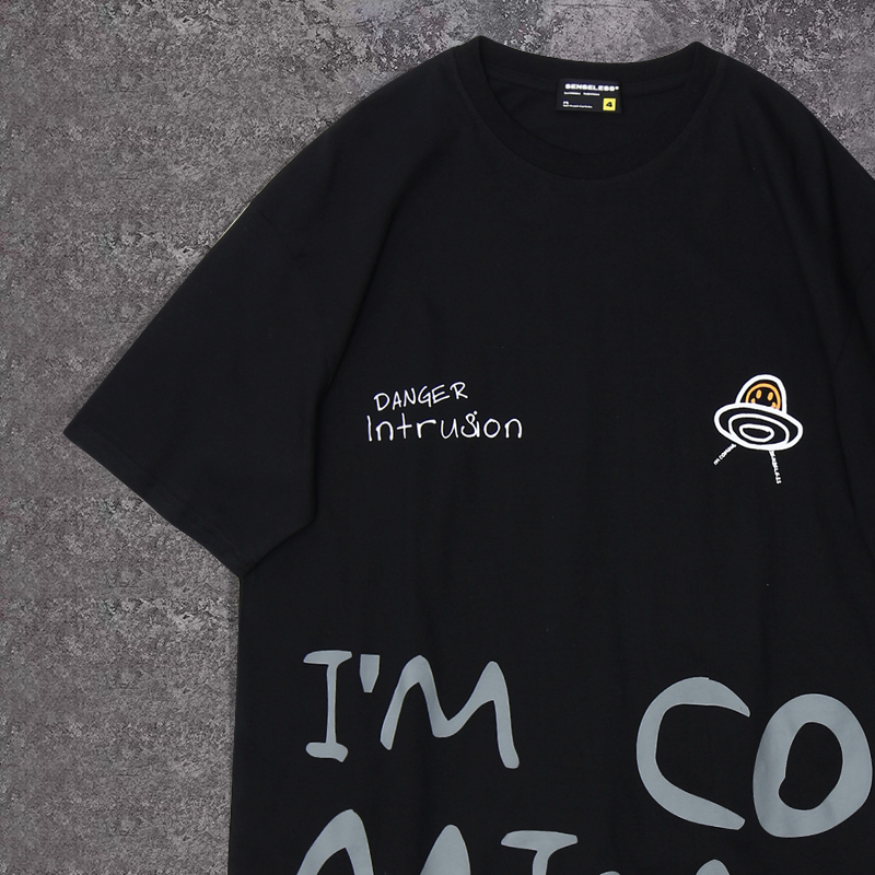 From Mars I am alien species tide brand couple ins loose short-sleeved T-shirt men and women trend