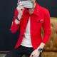 Áo khoác denim mùa xuân và mùa thu nam phiên bản Hàn Quốc của xu hướng xúc xắc quần áo denim đồng phục bóng chày nam màu hồng - Cực lớn shop đồ nam