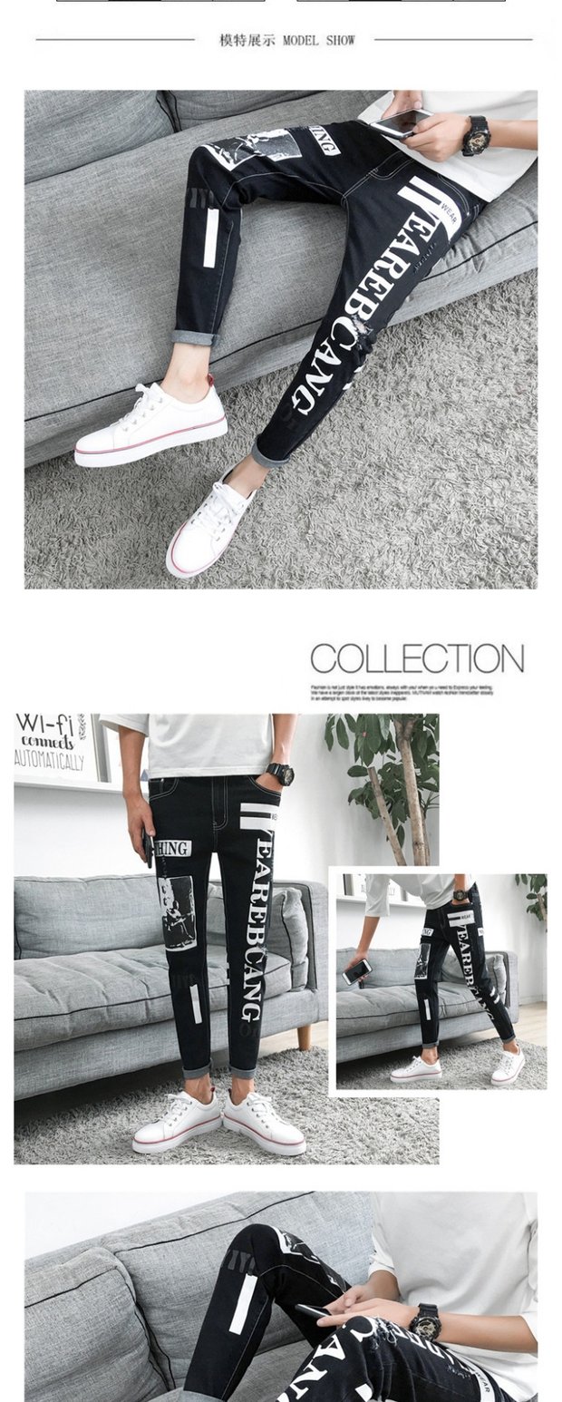 Mùa hè mỏng phần nam lỗ chín điểm quần jeans nam chân thon dài phiên bản Hàn Quốc hoang dã của xu hướng quần xuân hè thời trang nam