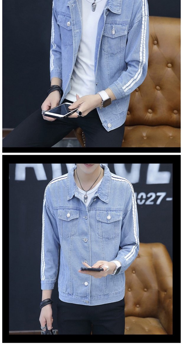 Mùa xuân tinh thần anh chàng áo khoác denim mỏng nam nhanh tay đỏ giản dị áo khoác xã hội Hàn Quốc áo vest nam đẹp