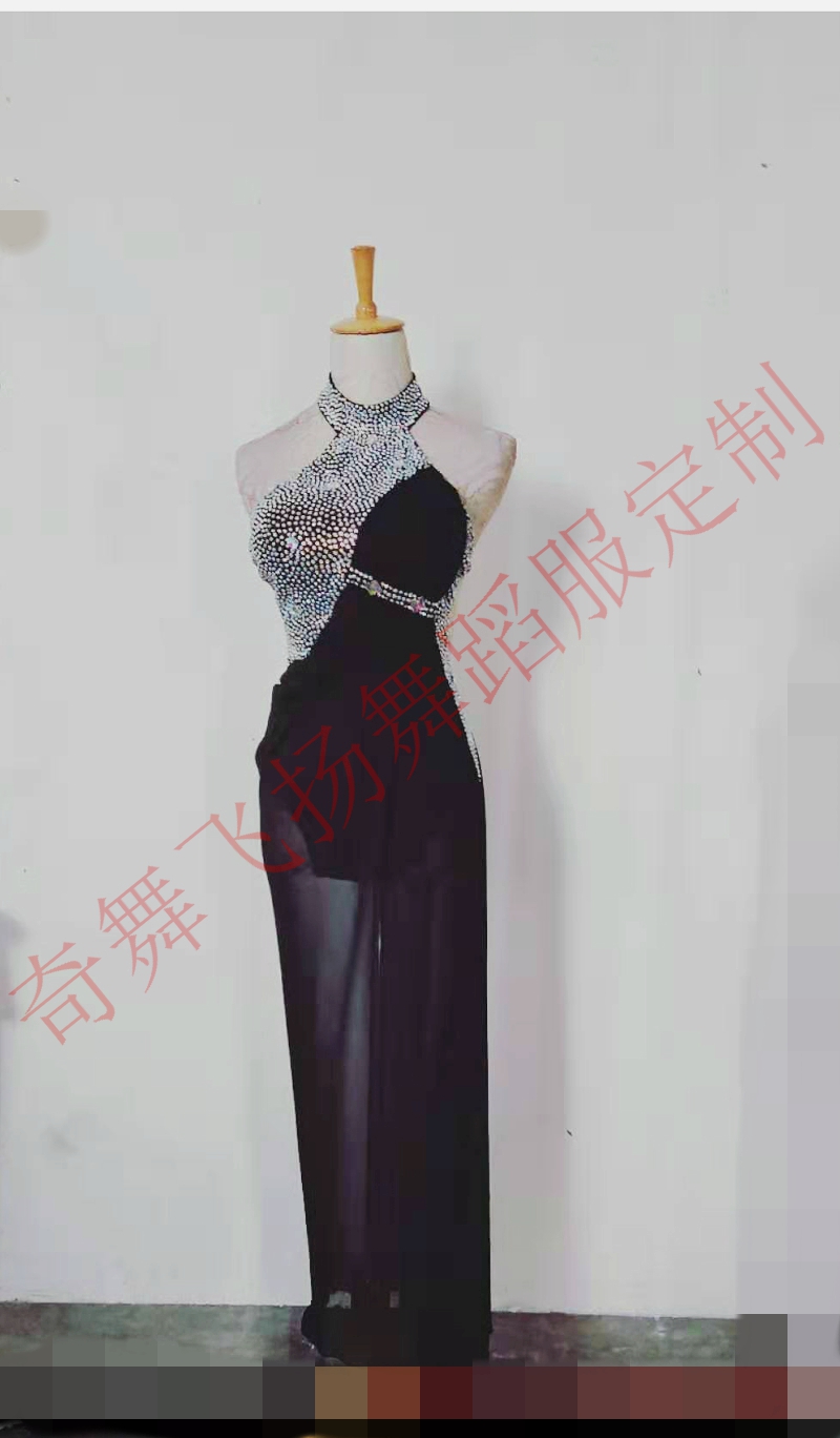 High-end Latin dance costumes professional customization plus drill mesh dance skirts tailor-made