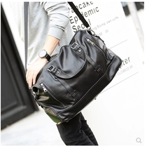 European and American Tide brand leather mens bag large capacity travel short travel bag portable luggage bag shoulder Cross travel bag