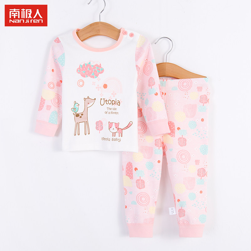 Antarctic people children's underwear set Boy girl pajamas Baby clothes Baby cotton warm autumn clothes Autumn and winter