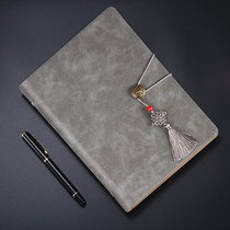 High-end business A5 Notebook stationery Chinese style Company Conference this office gift box set simple A5 loose leaf thick work diary book leather face retro notepad gift custom LOGO