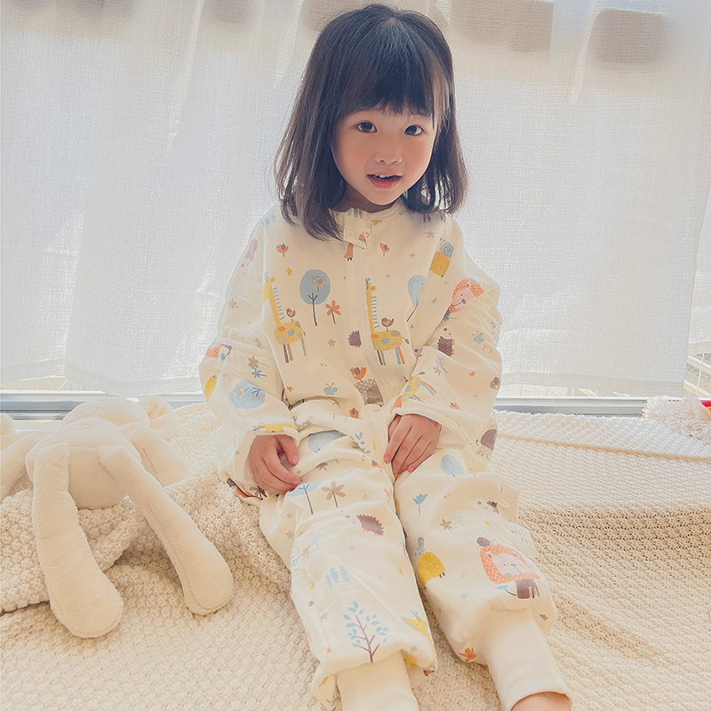 Baby sleeping bag children's gauze children's anti-kicking artifact leg splitting four seasons general spring and autumn adult primary school students winter
