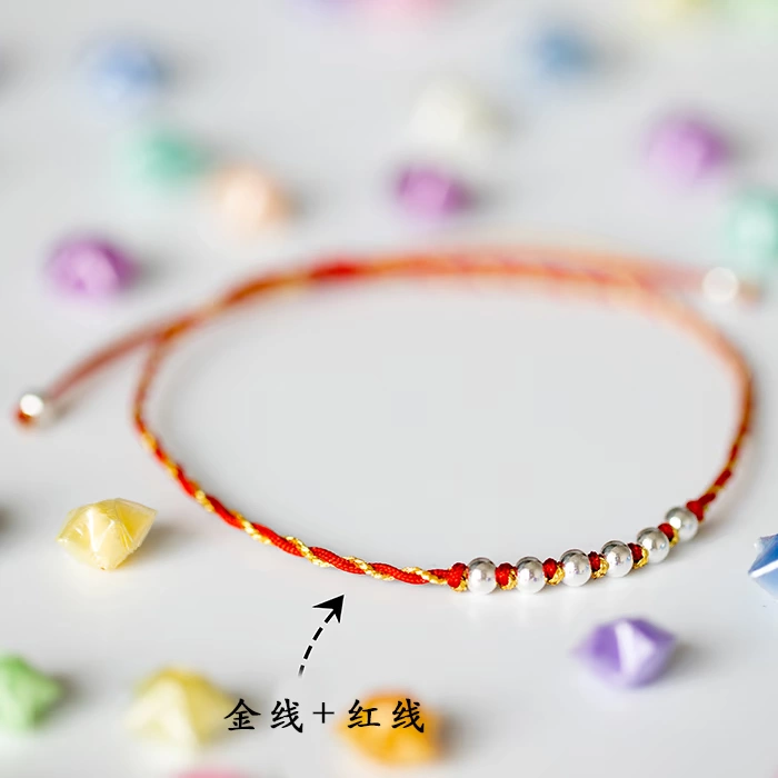 Vòng tay bạc 999, dây trung chuyển màu đỏ ác, dây tay bé, vòng chân - Vòng chân lắc chân nữ pnj