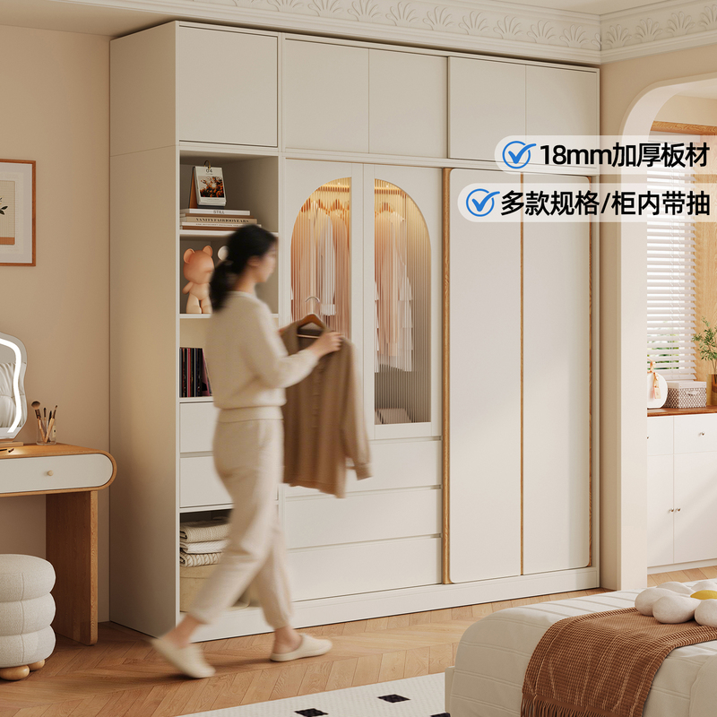 Wooden Furniture Wardrobe for Bedroom, Home Use, Solid Wood Single Sliding Door, New Model for Small Apartments, Simple Sliding Door Closet