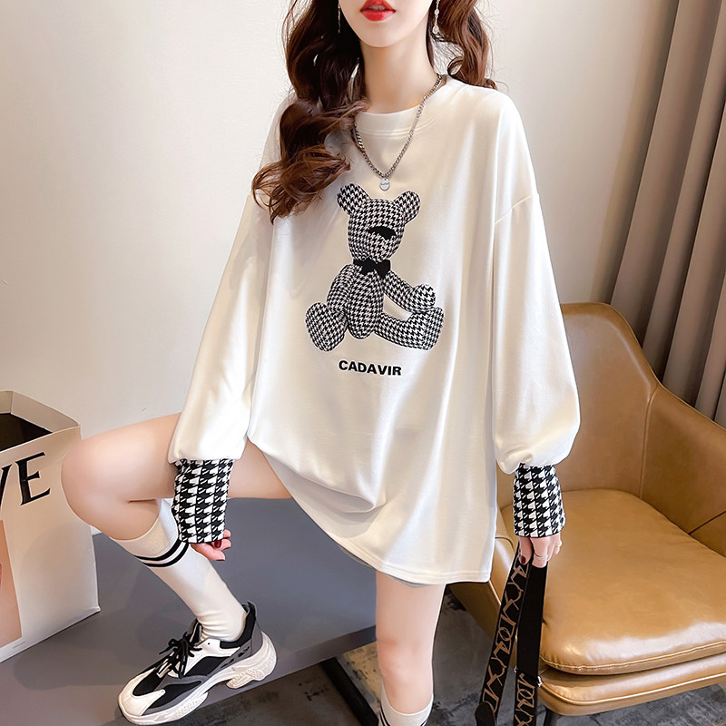 Pregnant women's sweater suit 2022 new cotton long sleeve t - shirt loose and large blouse two pieces of shirt