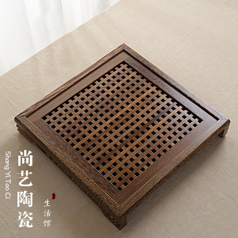 Solid wood drawer type chicken wing wood tea tray square large drainage type tea sea Kung Fu tea set water storage tea tray - Taobao