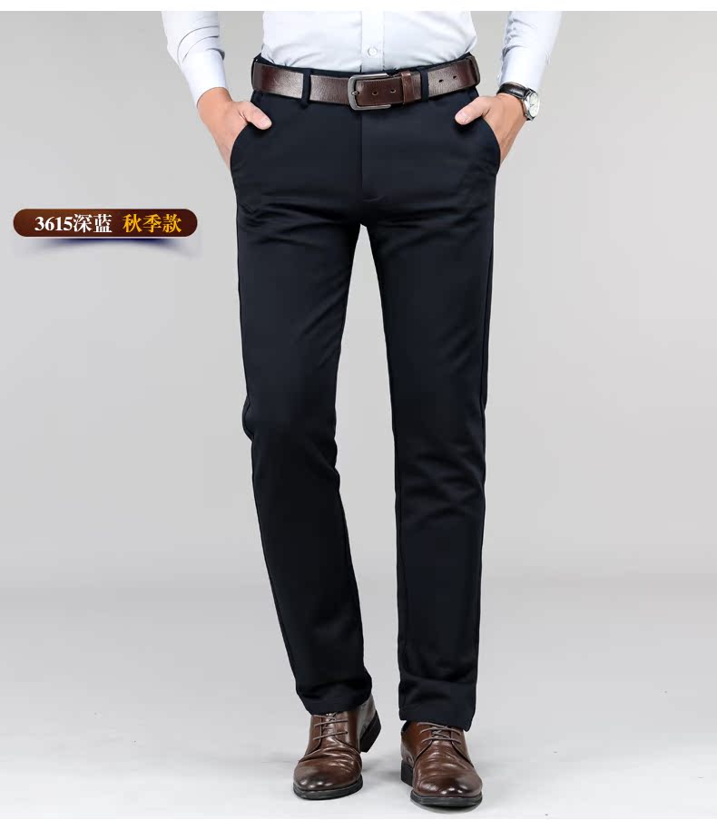 Mùa thu và mùa đông quần âu nam rộng thẳng cộng với nhung dày phần lớn kích thước kinh doanh quần cotton đen quần nam quần thể thao