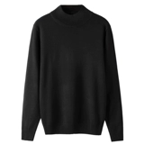 Демисезонный черный приятный телу трикотажный свитер, высокий воротник, облегающий крой, большой размер