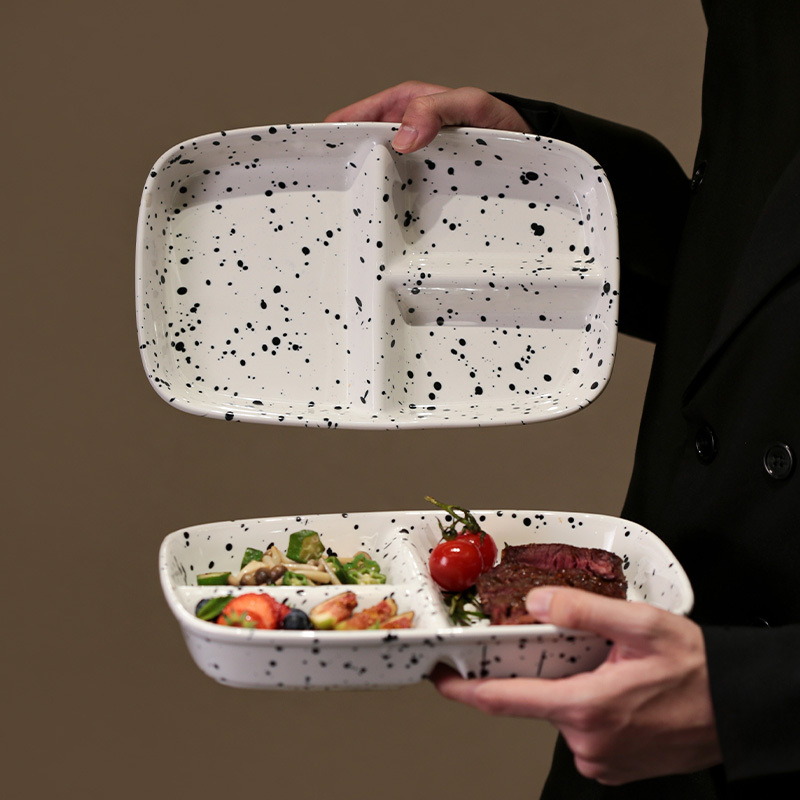 Jm Oreo Compartmentalized Dinner Plate, Beautiful and Elegant, Fat-Reducing Ceramic Plate, High-End Feel, for Adults, Microwaveable Jm Oreo Compartmentalized Dinner Plate, Beautiful and Elegant, Fat-Reducing Ceramic Plate, High-End Feel, for Adults, Microwaveable