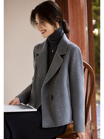 High-End Double-Sided Cashmere Coat for Women, Short Style for Petite Figures, 2025 Autumn New Loose and Fashionable Double-Sided Woolen Coat