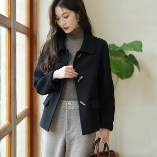 2025 Autumn/Winter New Double-Sided Cashmere Coat with Duffle Buttons for Women, Short Style for Petite Figures, Trendy Woolen Coat for Women This Year