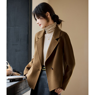 High-End Double-Sided Cashmere Coat for Women, Short Style for Petite Figures, 2025 Autumn New Loose and Fashionable Double-Sided Woolen Coat