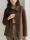 High-End Double-Sided Cashmere Coat for Women, Short Style, 2025 New Autumn and Winter Camel Color, Elegant Loose Woolen Coat for Women