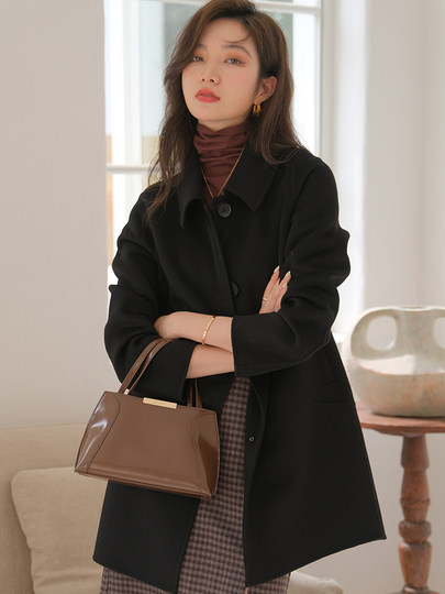 2025 Autumn and Winter New Double-Sided Cashmere Coat for Women, Mid-Length, Loose, High-End, Elegant 100% Wool Coat