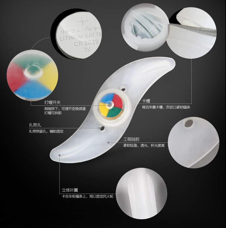 Eclairage pour vélo XINTOWN - feux de Valve - Ref 2403910 Image 11