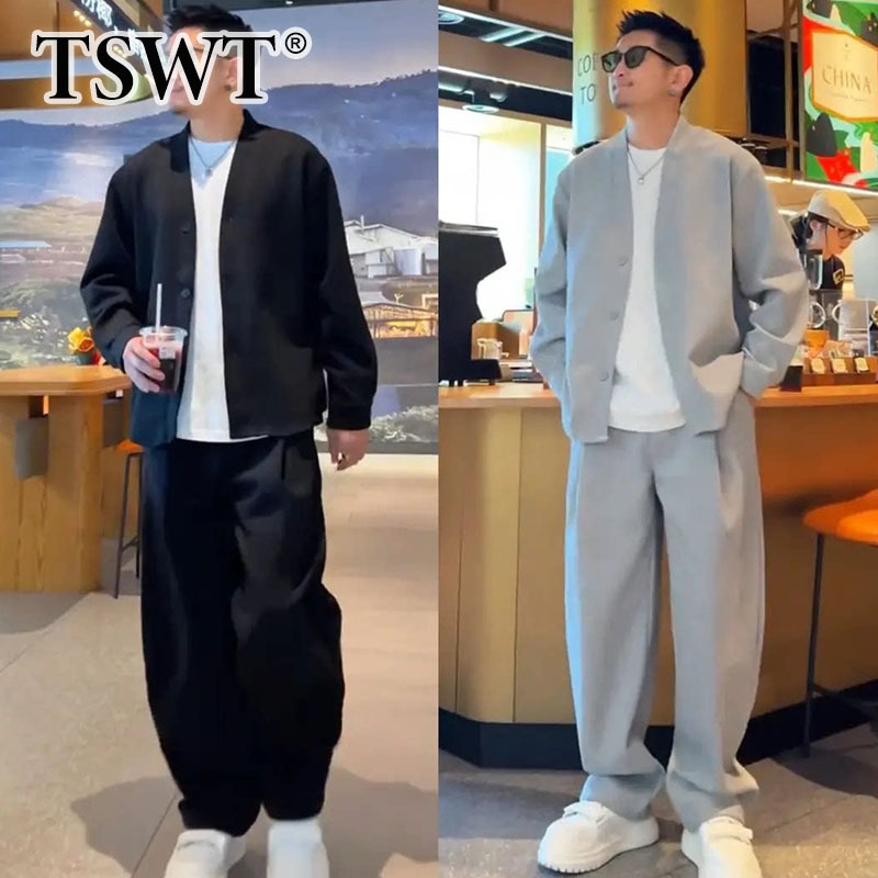 High-End Old Money Style Sports Suit for Men, Autumn and Winter Trendy Loose-Fitting Versatile Jacket and Casual Pants Set for Men High-End Old Money Style Sports Suit for Men, Autumn and Winter Trendy Loose-Fitting Versatile Jacket and Casual Pants Set for Men