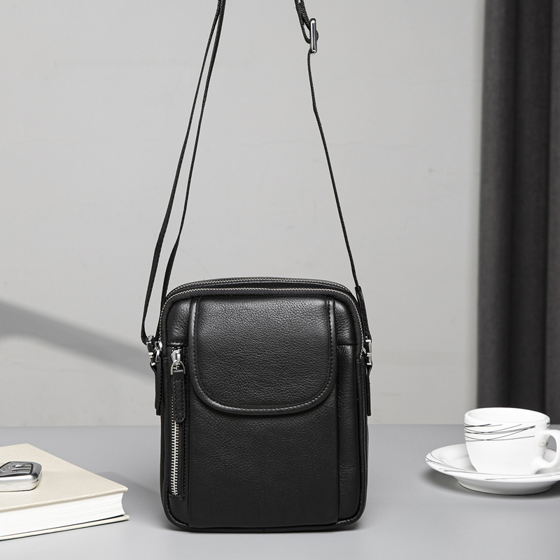 First layer cowhide men's bag shoulder messenger bag backpack men's casual bag leather men's bag tide brand vertical new