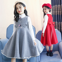 Girls Vest Dress Autumn and winter vest dress Childrens clothing Red girl Childrens dress Princess Childrens wool skirt