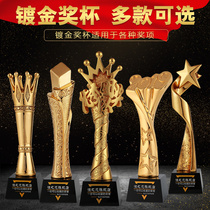 Gold-plated resin trophy Small golden Crystal trophy custom-made March 8 Womens Day award crown medal production