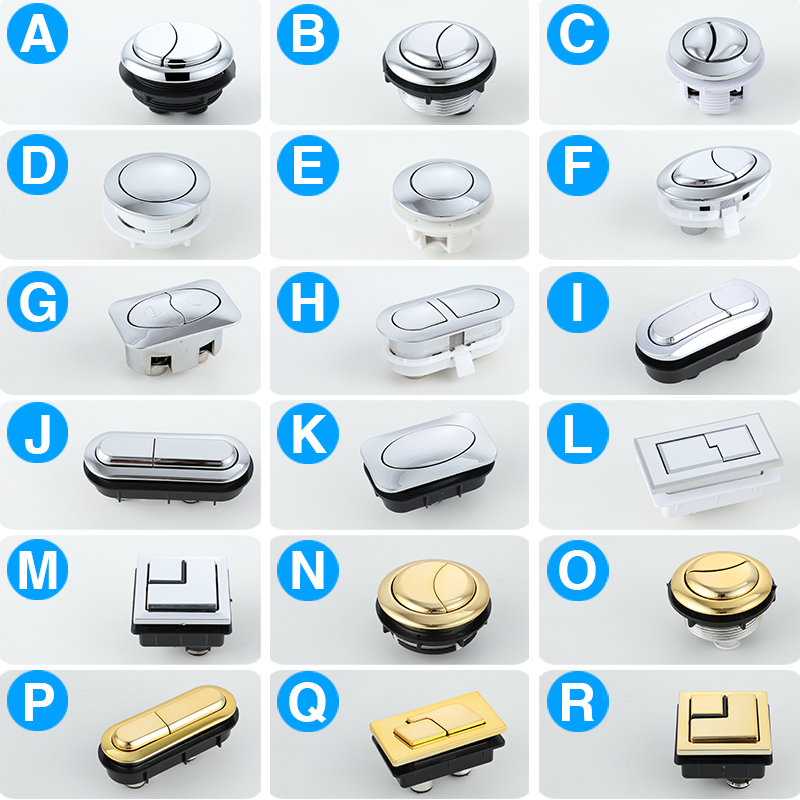 Toilet water tank double button universal single press old-fashioned toilet cover switch button seat toilet flushing accessories gold