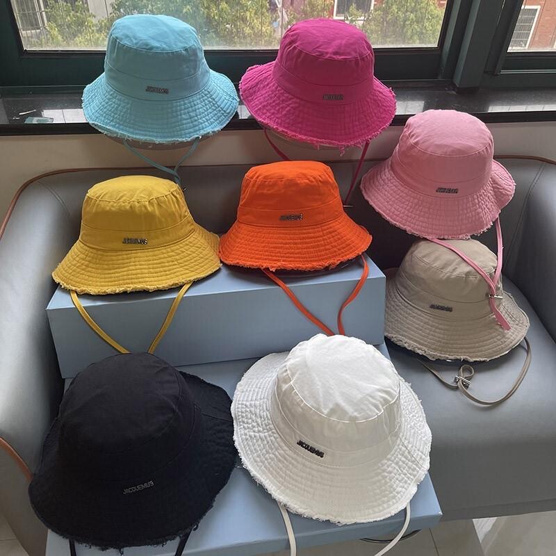 Hyuna's Same Style Jacquemus Summer Washed Wide-Brimmed Fisherman's Hat with Fringe and Strap, Sun Protection Women's Sun Hat Hyuna's Same Style Jacquemus Summer Washed Wide-Brimmed Fisherman's Hat with Fringe and Strap, Sun Protection Women's Sun Hat
