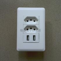  Brazilian USB wall socket Type 118 2-position Brazilian power outlet Swiss socket Dual USB mobile phone charging socket