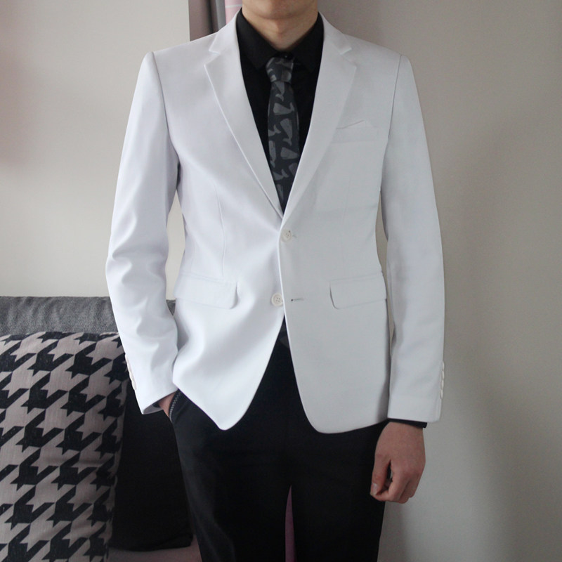 Korean version slim handsome small suit men two buckles white wedding Wu Yifan with the same casual blazer men