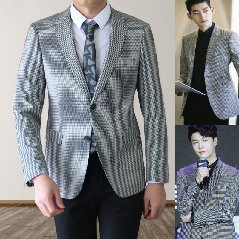 Casual Western suit jacket single piece Zhang Yixing Thousand bird lattice Han version of the men's Fried Street Superior Sense Suit Jacket Man