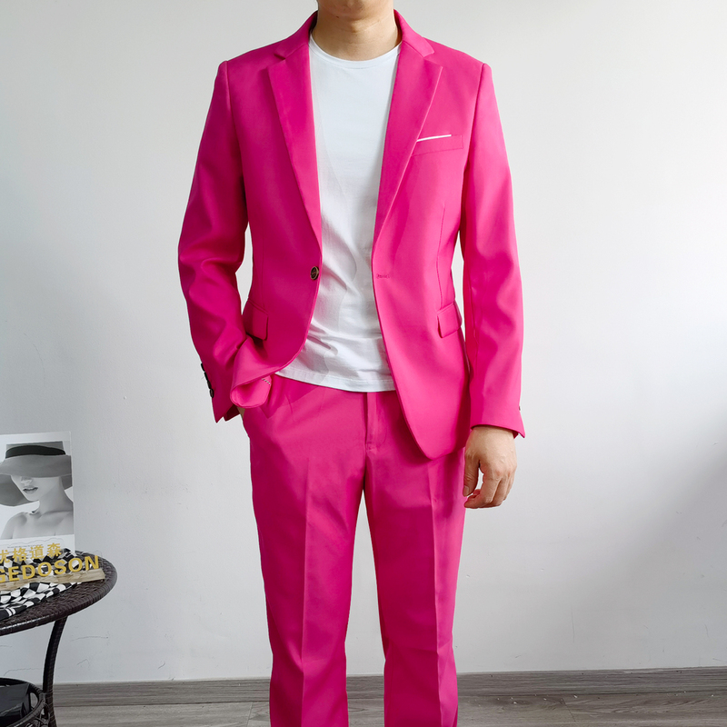 Men's Suit 2025 New Style Zhang Yixing Same Style Concert Handsome Spring and Autum Pink Casual Suit