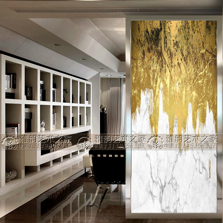 Art Glass Background Wall Genguan Aisle Partition Screen Steel Antique Marble Imitation Marble
