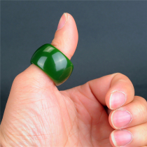 Xinjiang Hetian jade ring mutton-grade Jasper ring mens finger Jasper spinach green finger jade ring