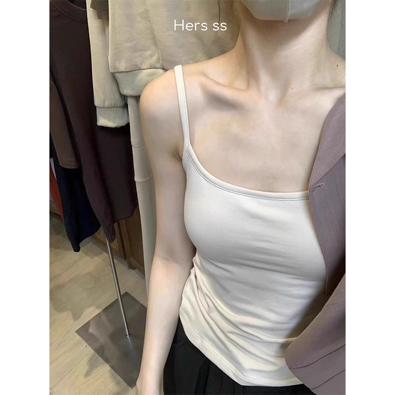 純綿の白いキャミソール、女性用夏インナーウェア、美しい背中のブラジャー、オールインワンの下着、胸パッド付きのボトム、アウターウェアトップ