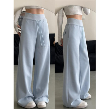 American-Style Casual Wide-Leg Sweatpants for Women, Summer 2025 New High-Waisted, Drapey, Slimming, Lazy Style Straight-Leg Sports Pants