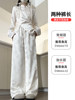 New Chinese Style Pants for Women 2025 New Spring and Autumn High-Waisted Straight Casual Loose Acetate White Wide-Leg Pants