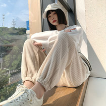White Snow Neil sports pants female autumn winter 2021 new display slim 100 lap high waist casual loose bunches Harun pants