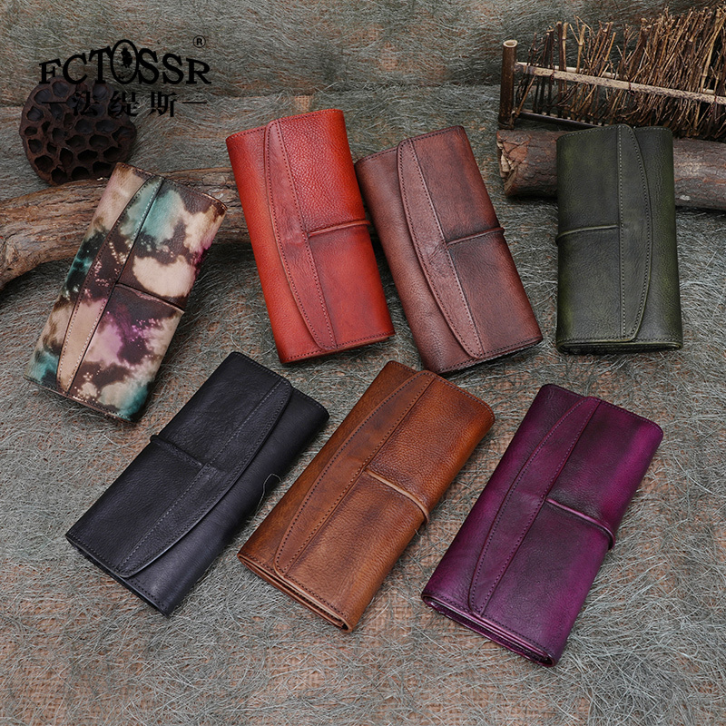 Fatise New Handmade Leather Wallet for Women, First Layer Cowhide Wallet, 70% off Vintage Genuine Leather Wallet, Long Style, Large Capacity Fatise New Handmade Leather Wallet for Women, First Layer Cowhide Wallet, 70% off Vintage Genuine Leather Wallet, Long Style, Large Capacity