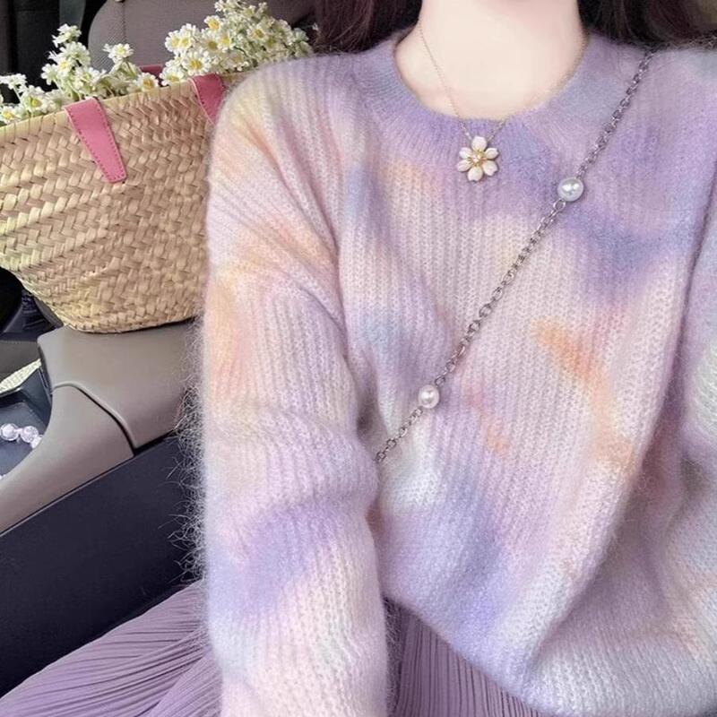 Gentle and Sweet Style, Long-Sleeved Sweater for Women, Autumn and Winter New Style, High-End Mohair Soft and Waxy Knitted Top Gentle and Sweet Style, Long-Sleeved Sweater for Women, Autumn and Winter New Style, High-End Mohair Soft and Waxy Knitted Top