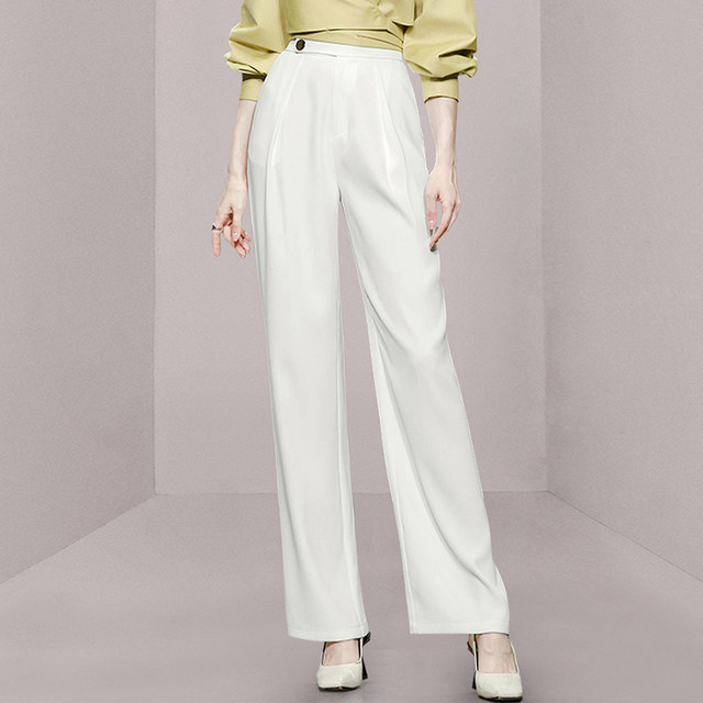 Capable temperament professional suit commuting wide-leg pants + top yellow shirt two-piece set 2023 early spring wear