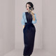 High-end exquisite dress women's self-cultivation and contrast color long-sleeved winter style 2022 design sense niche long skirt temperament celebrity style