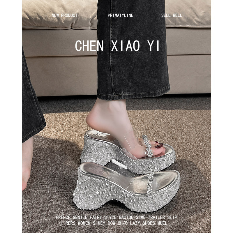 Sheepskin Version! Small-Sized Platform Thick-Soled Sandals for Women, Summer Outdoor Wear, Height-Increasing Waterproof Platform High-Heeled Sandals, Silver Sheepskin Version! Small-Sized Platform Thick-Soled Sandals for Women, Summer Outdoor Wear, Height-Increasing Waterproof Platform High-Heeled Sandals, Silver
