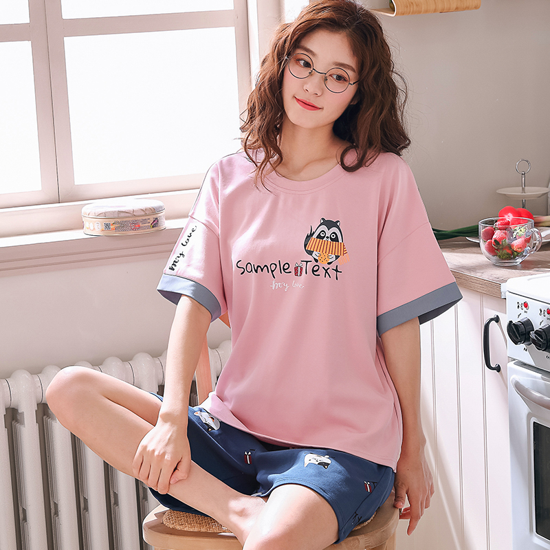 . Thời trang đồ ngủ phụ nữ mẹ cô gái mùa hè bông phep oversized 2019 mùa hè váy in chúa gió hai mảnh bộ mùa hè.