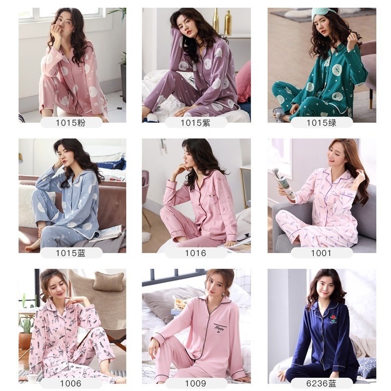 Pajama womens dài tay thoải mái đặt máy lạnh phù hợp với mùa đông xuân và mùa thu quần ngắn tay mới bố ngủ áo choàng mùa thu và mùa đông.