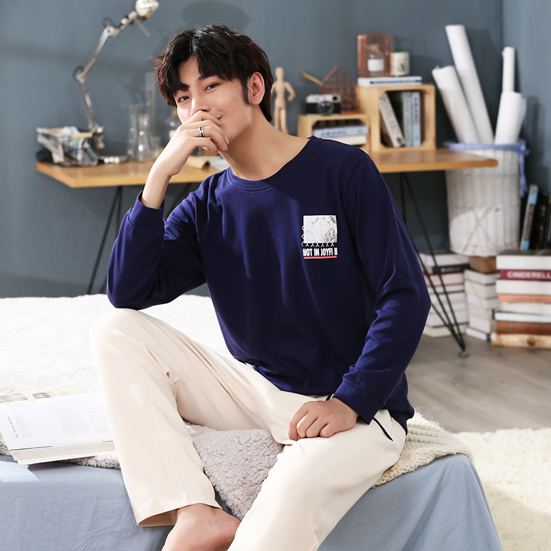 Mens xu hướng pajama xu hướng dài tay áo cộng với sự gia tăng chất béo mỡ số 200 catties 250 catties 300 catties mens mùa thu và mùa đông l.