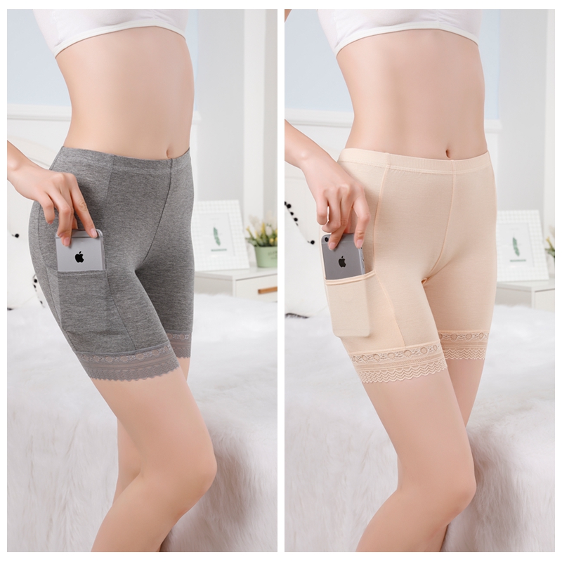 Womens quần an toàn để ngăn chặn ánh sáng womens quần short mùa hè ren nhà vải kích thước lớn lăm điểm nhấn phẳng lót đáy.